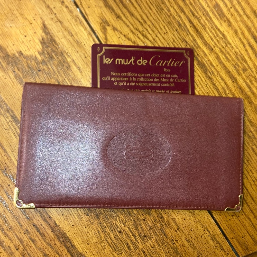 Cartier Bordeaux Bifold Long Leather Wallet with Card